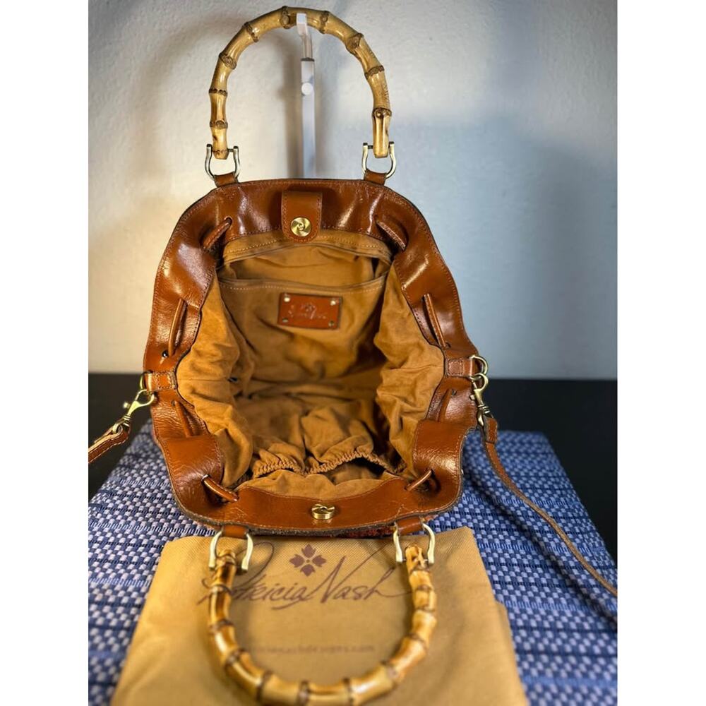 Patricia Nash Cantinella Multi Crochet Bag with Bamboo Handles Boho Satchel - Picture 7 of 7